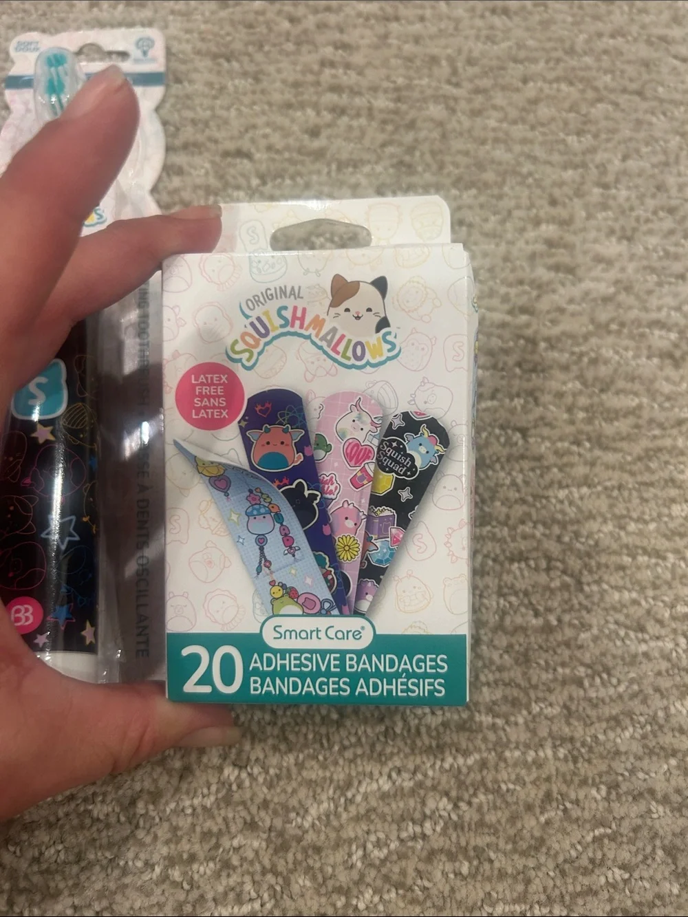 Squishmallows Pink Kids Toothbrush ,Hand Spray , bandages & nails